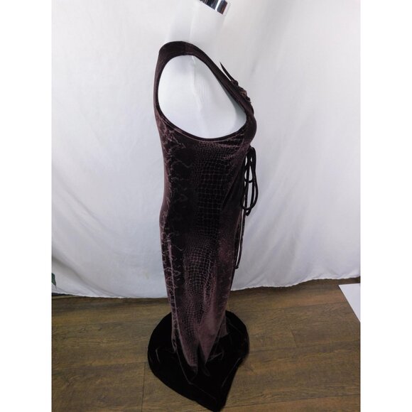 Vintage Pia Plum Velvet Lace-Up Maxi Dress Gothic Witch M - Picture 9 of 12